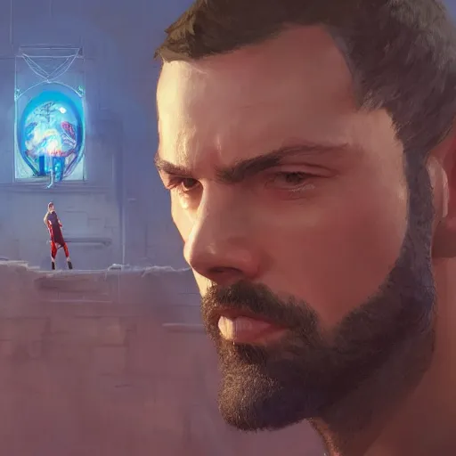 Image similar to highly detailed portrait steve ker basketball player in gta v, stephen bliss, unreal engine, fantasy art by greg rutkowski, loish, rhads, ferdinand knab, makoto shinkai and lois van baarle, ilya kuvshinov, rossdraws, tom bagshaw, global illumination, radiant light, detailed and intricate environment