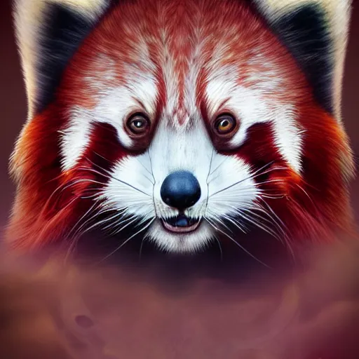 Prompt: beautiful red panda on a bridge by Cyril Rolando