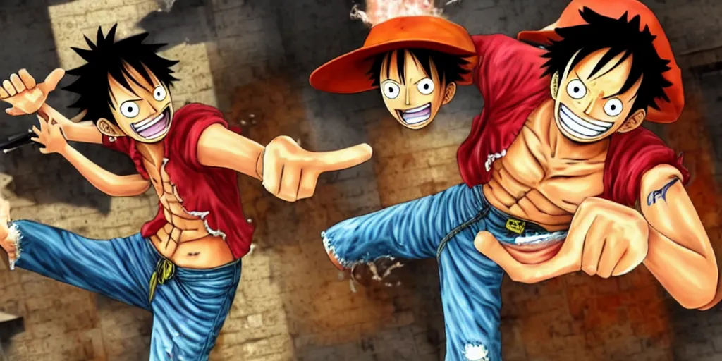 Image similar to Screenshot of Luffy appearing in a CS:GO match