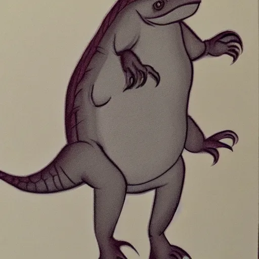 Image similar to paleoart of a t - rex wearing a school uniform by emily willoughby