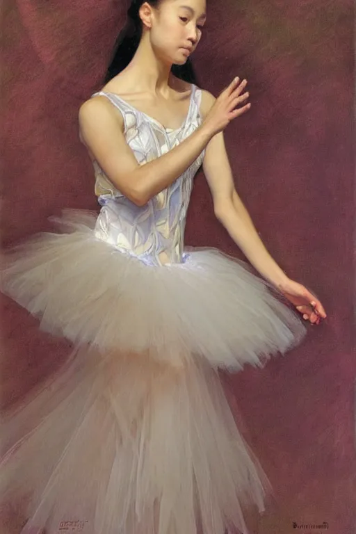 Image similar to portrait of a gorgeous graceful young hawaiian prima ballerina, by donato giancola and berthold woltze.