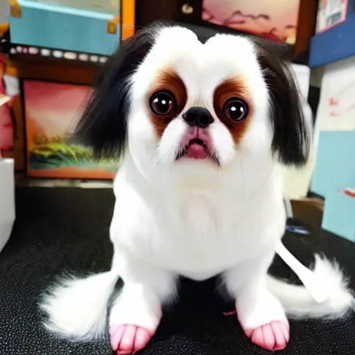 Image similar to a japanese chin as an anime character in a studio ghibli film