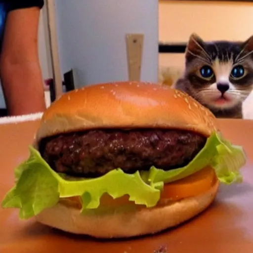 Image similar to a cheese burger that looks like a cat