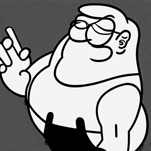 Prompt: Peter Griffin the giga chad, muscular close up grayscale photo