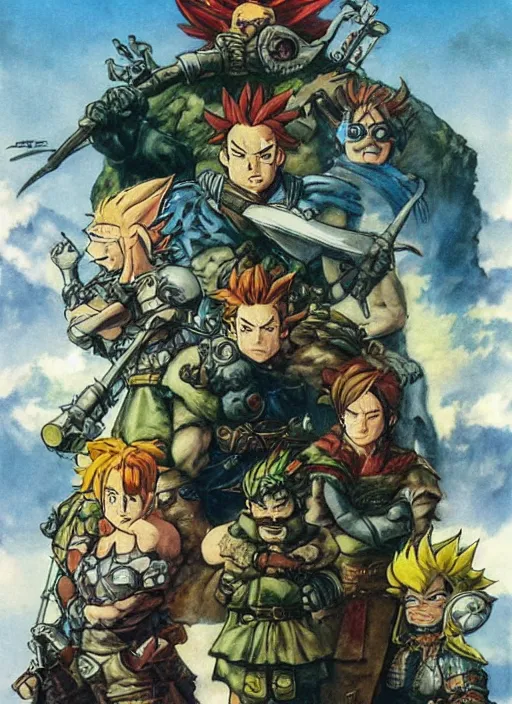 Image similar to epic movie poster for live - action remake of chrono trigger by frank frazetta