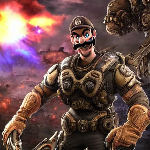 Image similar to Waluigi in Gears of War