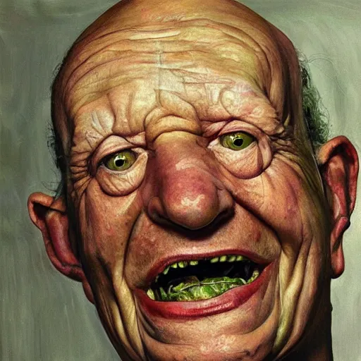 Image similar to high quality high detail painting by lucian freud, hd, a happy futuristic alien, photorealistic lighting