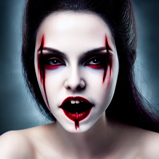 Image similar to photo of a beautiful vampire queen with, highly detailed, 4 k, hdr, smooth, sharp, focus, high resolution, award - winning photo