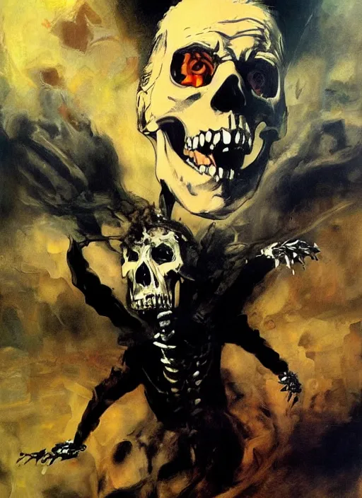 Prompt: joe biden satan, skeleton, libtard scary, painting by phil hale, fransico goya,'action lines '!!!, graphic style, visible brushstrokes, motion blur, blurry, visible paint texture, crisp hd image