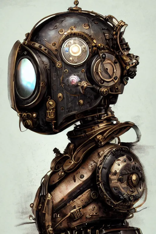 Image similar to steampunk helmet fantasy art mask robot ninja stylized digital illustration sharp focus, elegant intricate digital painting artstation concept art global illumination ray tracing advanced technology chaykin howard and campionpascale and cooke darwyn and davis jack