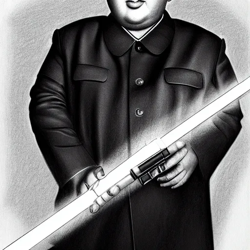 a very detailed pencil drawing of kim jong un holding | Stable ...