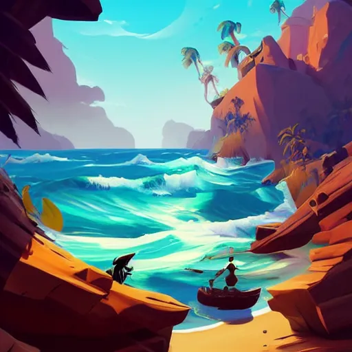 Image similar to painting treasure on sea of thieves game smooth median photoshop filter cutout vector, behance hd by jesper ejsing, by rhads, makoto shinkai and lois van baarle, ilya kuvshinov, rossdraws global illumination