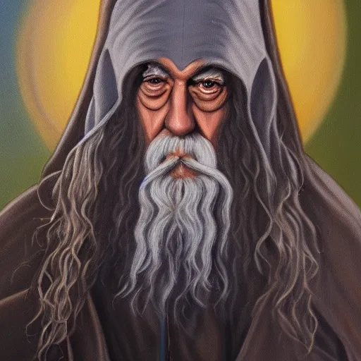 Prompt: cyber gandalf, oil painting