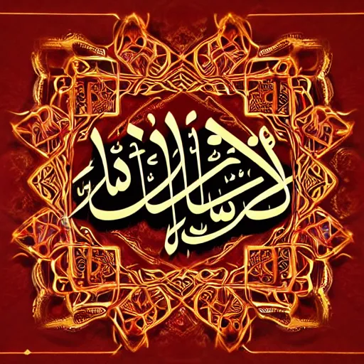 Prompt: arabic art calligraphy, arabic calligraphy art designs, wall art arabic calligraphy art designs , canva, wall painting, intricate artwork masterpiece, very coherent artwork, cinematic, islamic art, very coherent artwork, ultra high quality model, production quality cinema model, octane render, high detail, one frame