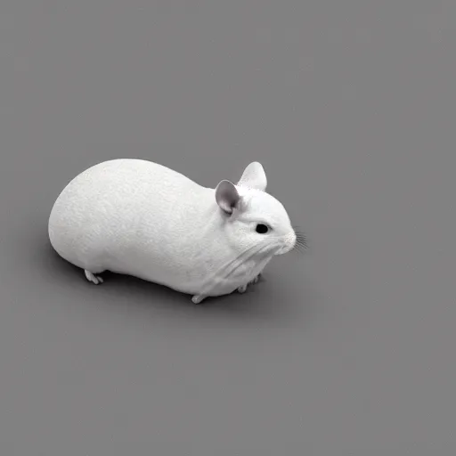 Prompt: very tiny chinchilla, 3 d clay render, 4 k uhd, white background, isometric top down left view, diffuse lightning, zoomed out very far