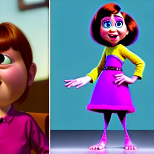 Image similar to pixar character transgender woman with down syndrome