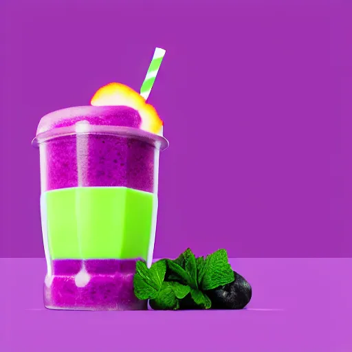 Image similar to purple plushie smoothie, furry, 4 k, neon background