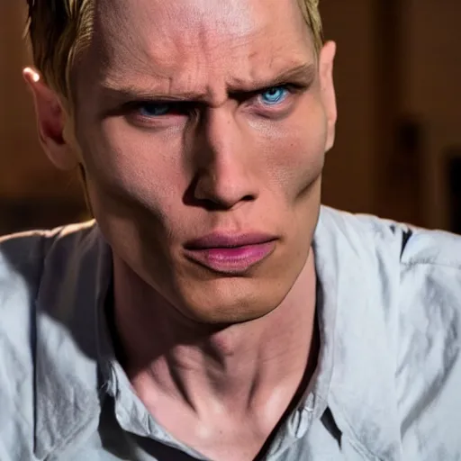 Image similar to Live Action Still of Jerma in Breaking Bad, real life, hyperrealistic, ultra realistic, realistic, highly detailed, epic, HD quality, 8k resolution, body and headshot, film still