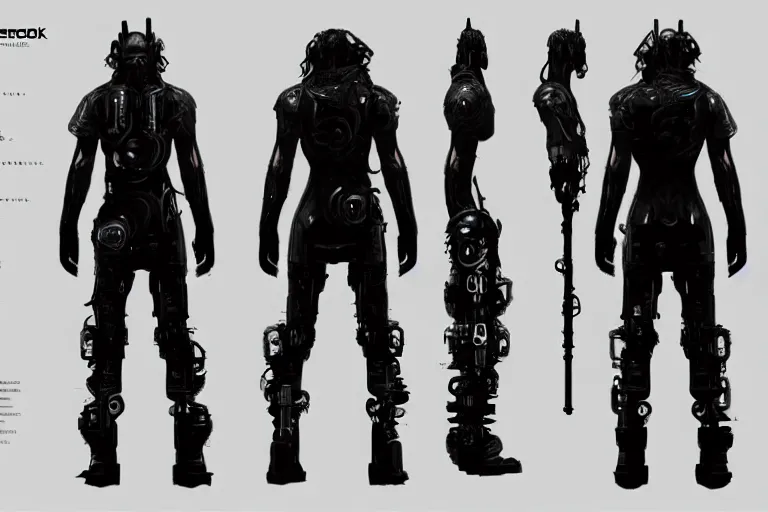 Image similar to Cyberpunk god, artstation character reference sheet