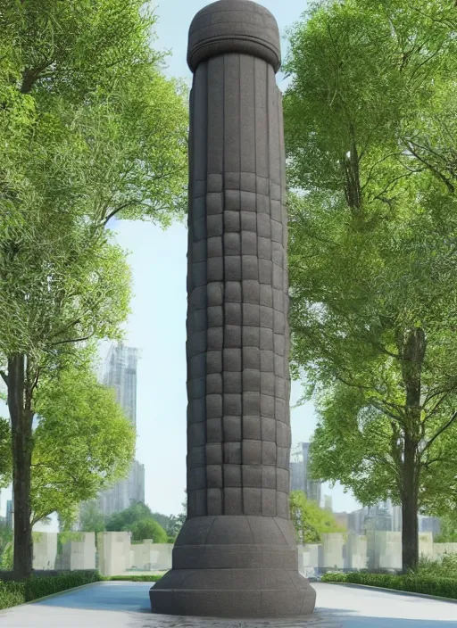 Prompt: highly detailed realistic architecture 3 d render of a futurisctic stele column monument made from balls standing in a city park, archdaily, made in unreal engine 4 octane render