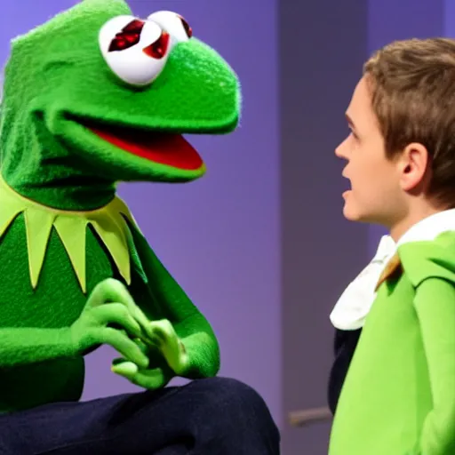 Image similar to Jordan Peterson arguing with Kermit the Frog