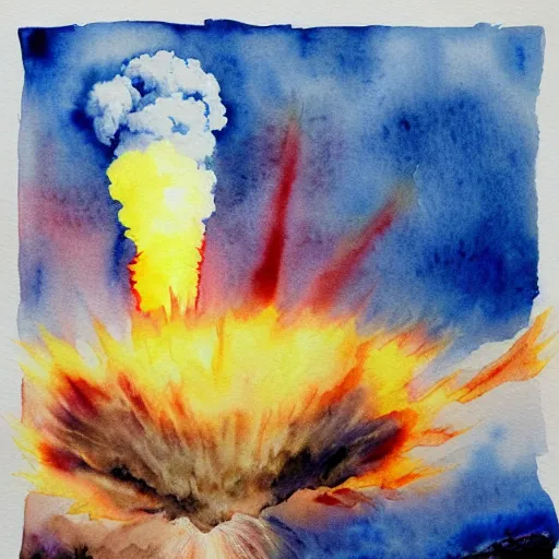 Prompt: Nuclear Explosion Watercolor