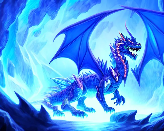 Detailed illustration of a fire ice crystal dragon in | Stable Diffusion