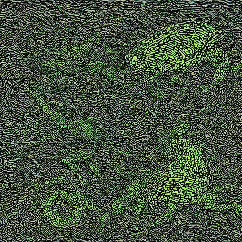 Prompt: toad, error, tribal, shape of frogs, artwork, abstract, acrylic, oil, clay, line work, mixed, stipples, glitch, pixels, geometry, data, datamosh, data, motherboard, minimal, computers, binary, code, cybernetic, splotches, painting, dark, eerie, cyber, latitude and longitude