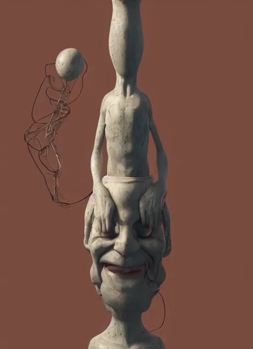 Image similar to a sculpture of a man standing next to a tall vase, a raytraced image by Hikari Shimoda, polycount, video art, vray tracing, ray tracing, rendered in unreal engine