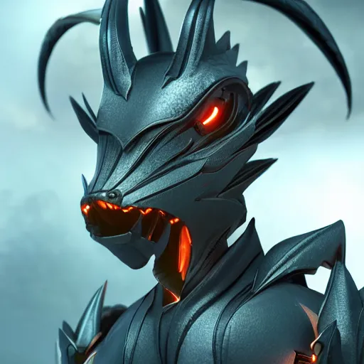 Prompt: stunning headshot of a beautiful anthropomorphic robot female dragon, with smooth and streamlined armor, standing and posing elegantly, well detailed dragon head with epic detailed LED eyes maw, sharp and dangerous sleek design, two arms, beautiful digital art, artstation, DeviantArt, FurAffinity, professional, depth of field, close-up, hd, octane render, sunset lighting