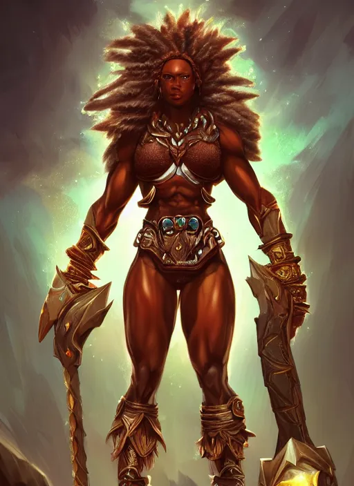 Image similar to a highly detailed illustration of an amazon heroine berserker african god of lightning, muscular, thunderous sky background, intricate, elegant, highly detailed, centered, digital painting, artstation, concept art, smooth, sharp focus, league of legends concept art, WLOP