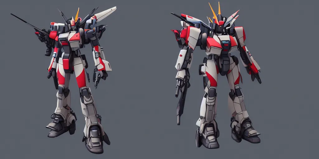 Prompt: isometric 3 d octane render of female gundams