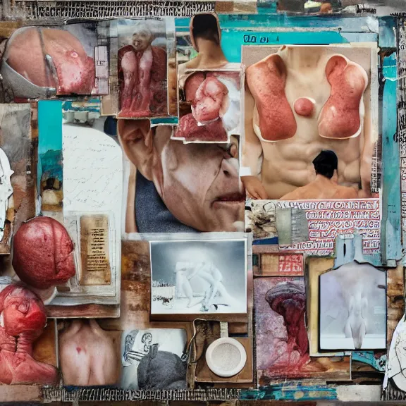 Prompt: scrapbooking, photo montage, human anatomy