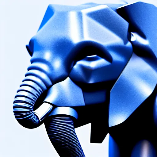 Image similar to hyper realistic cybertronic elephant. high details of body and face. complex realistic mechanical body. blue led. cyberpunk style, natural realistic render, trending on art station, 8 k render.