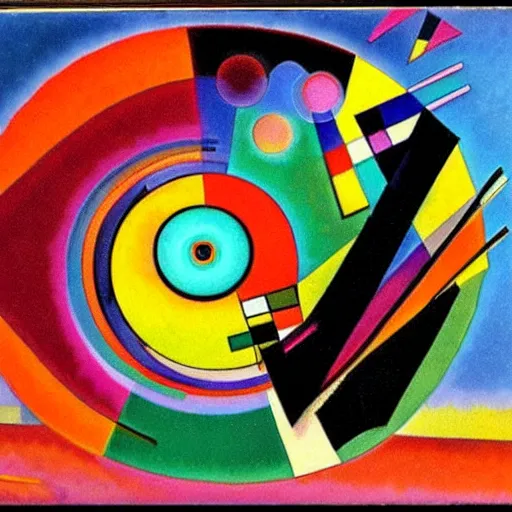 Prompt: vintage record, painting by Vassily Kandinsky