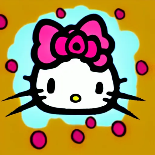 Prompt: fluffy popcorn brain in the style of hello kitty, with lightning bolts