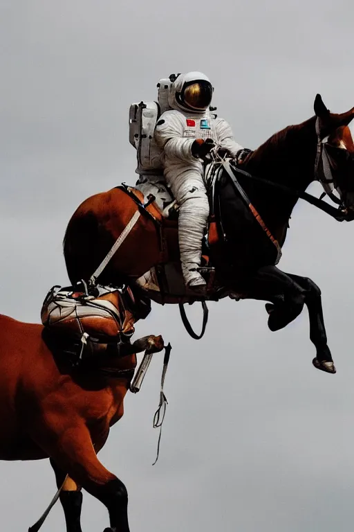 Image similar to astronaut carries a horse on his shoulders