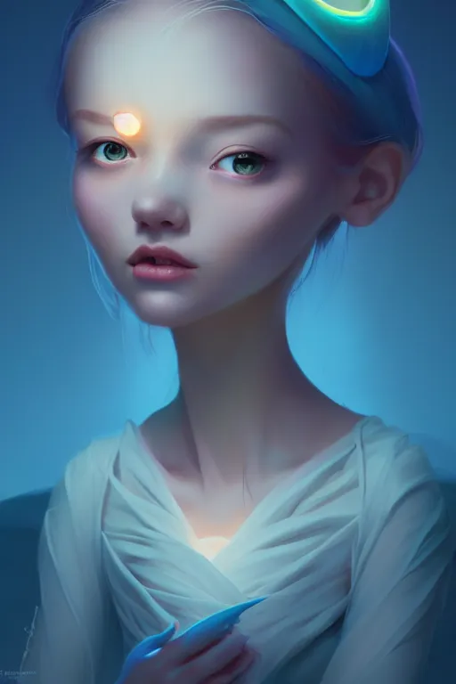 Image similar to super cute Bioluminescent Princess character concept, soft light, soft mood, realistic body features and face, illustration, painting oil on canvas by Elena Zhurikhina and Goro Fujita and Charlie Bowater, octane render trending on artstation, 4k, 8k, HD