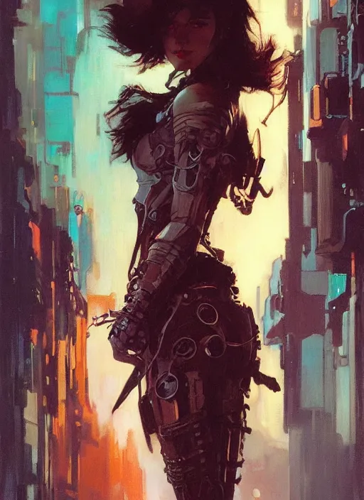 Image similar to cyberpunk, intricate, elegant, highly detailed, greg manchess, mucha, liepke, ruan jia, jeffrey catherine jones, ridley scott