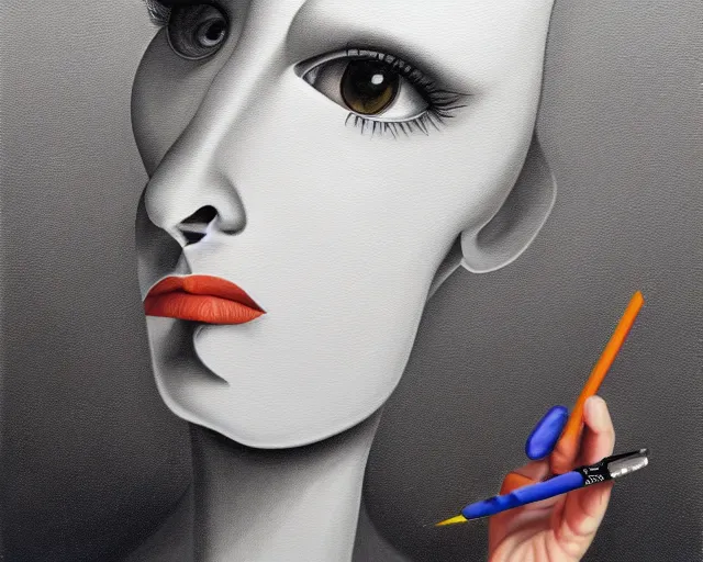 Prompt: a painting of'oh hello there ', an ultrafine detailed painting by rafal olbinski, behance contest winner, pop surrealism, detailed painting, very detailed, minimalist, skeuomorphic, airbrush art