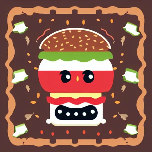 Image similar to lovely hamburger with cute eyes, smiling face, modern flat design style illustration with line elements