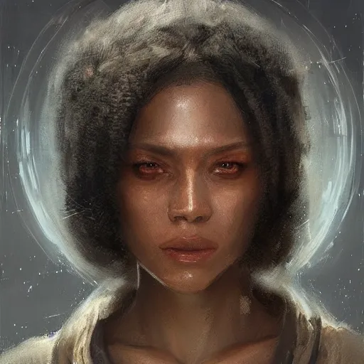 Image similar to portrait of a woman by greg rutkowski, youn jedi knight, black, afro hair, prettt, star wars expanded universe, she is about 2 0 years old, wearing jedi robes, highly detailed portrait, digital painting, artstation, concept art, smooth, sharp foccus ilustration, artstation hq