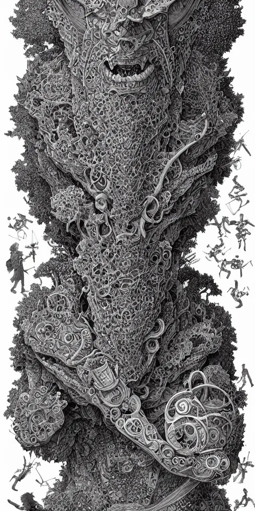 Image similar to a thoughtful giant, ultra detailed, 4 k, intricate, encyclopedia illustration inspired by ken taylor and sana takeda, fine inking lines