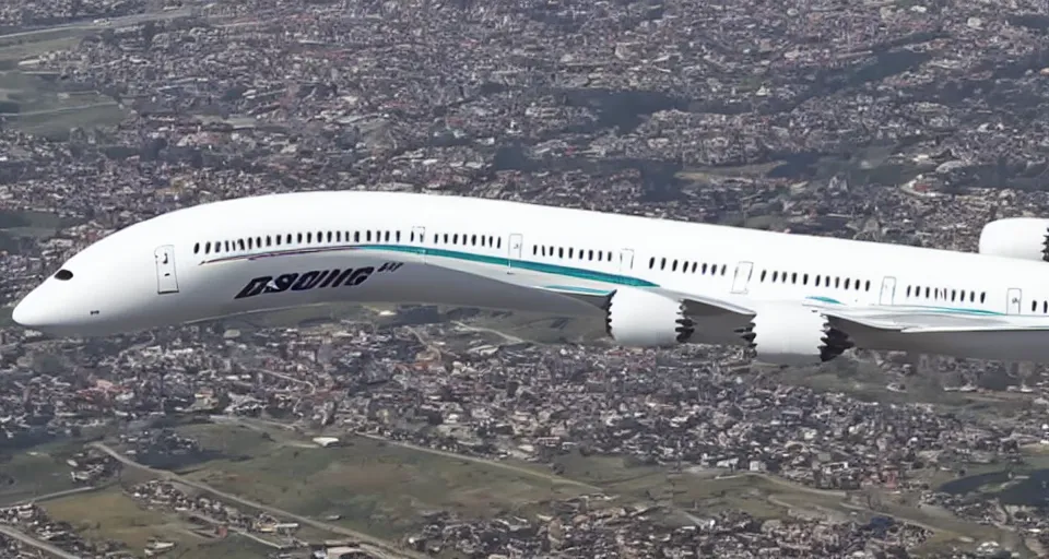 Prompt: vhs footage of a boeing 787 flying overhead