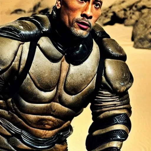 Prompt: dwayne johnson as a sandworm from dune