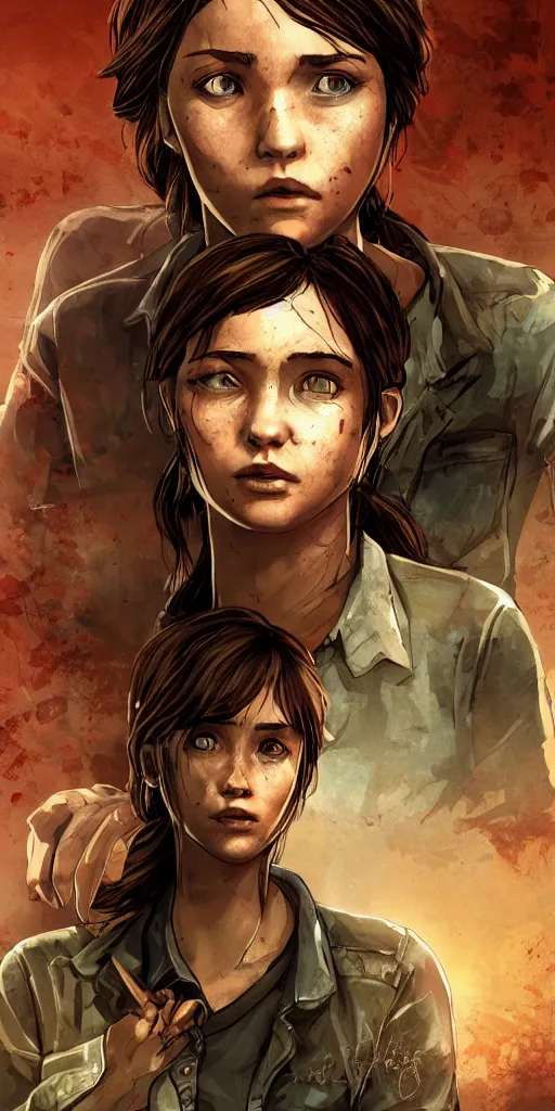 Image similar to cover artwork for a video game in the style of The Last of Us, female protagonist portrait, digital artwork, high resolution, gritty, dark vibe, detailed, trending on imagestation