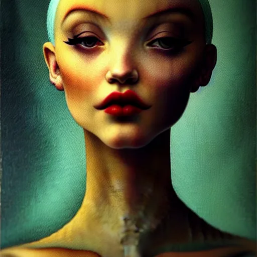 Image similar to stunningly beautiful woman who is a mix of dove cameron and madison beer, otto dix, junji ito, hr ginger, jan svankmeyer, beksinski, claymation, hyperrealistic, aesthetic, masterpiece