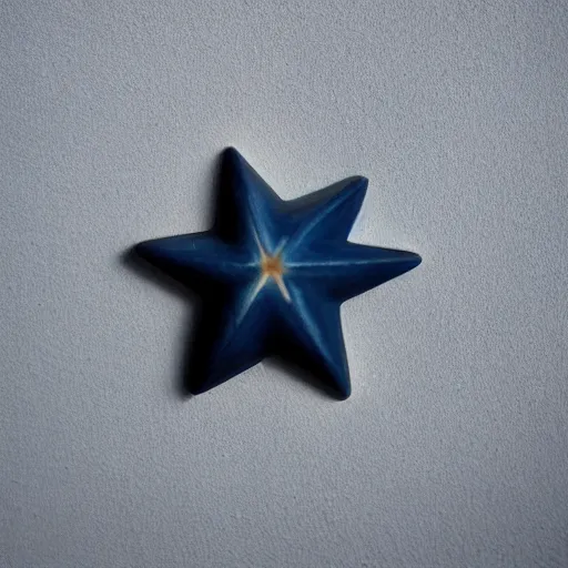 Prompt: dark blue ceramic star shape, photograph