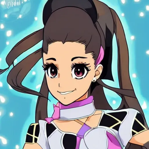 Image similar to Ariana Grande in Jojo’s Bizarre Adventure anime, JoJo anime art style