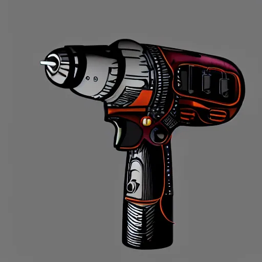 Image similar to small electric drill, extremely detailed cyberpunk ( steampunk ), day light, realistic shaded,